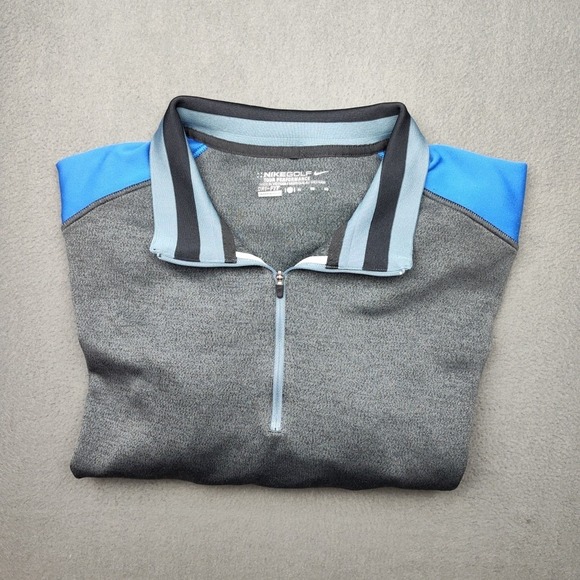 Nike Shirt Men Extra Large Gray Blue Golf Quarter Zip Court Stretch Tour 509095 - Picture 1 of 12